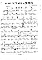 ☆ Carpenters-Rainy Days And Mondays Sheet Music pdf, - Free Score